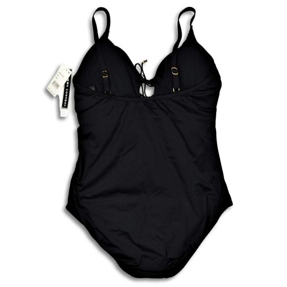New! La Blanca Women's Plus Tummy Control Lace-up Front One-piece Swimsuit - Picture 4 of 5